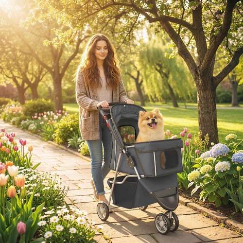 Passeggino per cani pieghevole - passeggino,